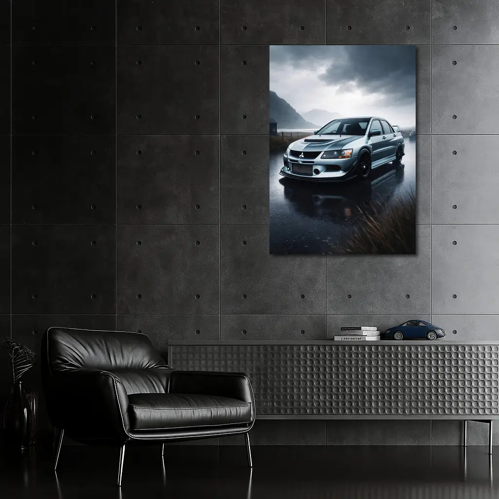 Mitsubishi Lancer Evolution Rainy Day Drive – Wall Art