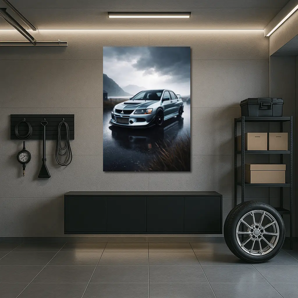 Mitsubishi Lancer Evolution Rainy Day Drive – Wall Art