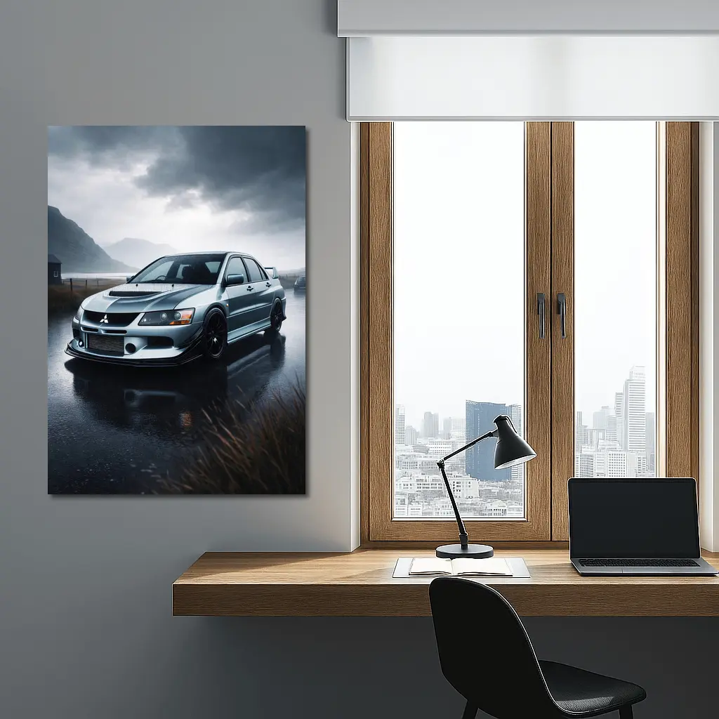 Mitsubishi Lancer Evolution Rainy Day Drive – Wall Art