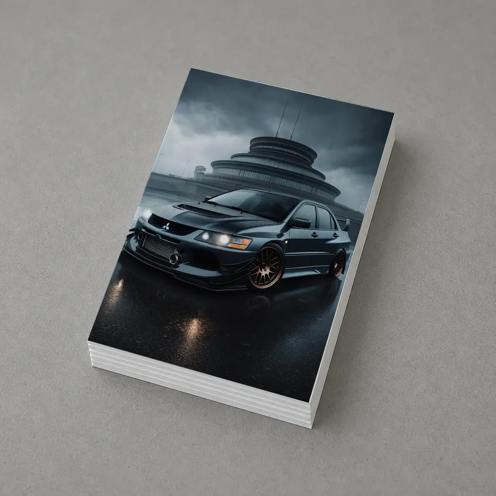 Mitsubishi Lancer Evolution Rainy Dark Skies – Postcards