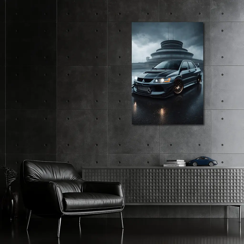 Mitsubishi Lancer Evolution Rainy Dark Skies – Wall Art