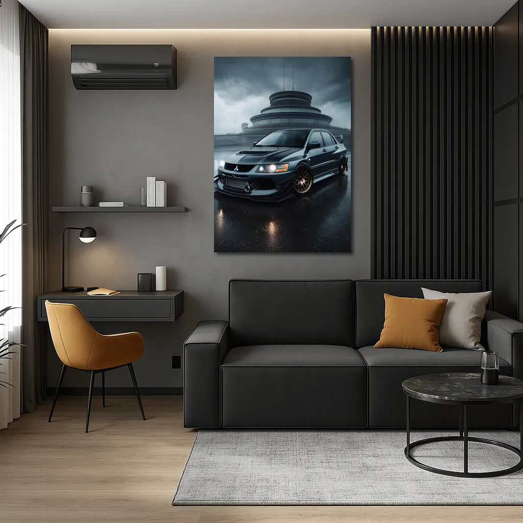 Mitsubishi Lancer Evolution Rainy Dark Skies – Wall Art