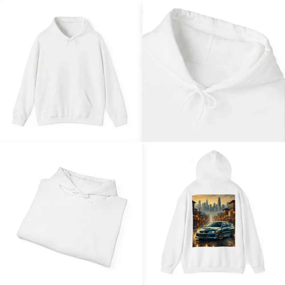 Mitsubishi Lancer Evolution City Street Scene – Hoodies