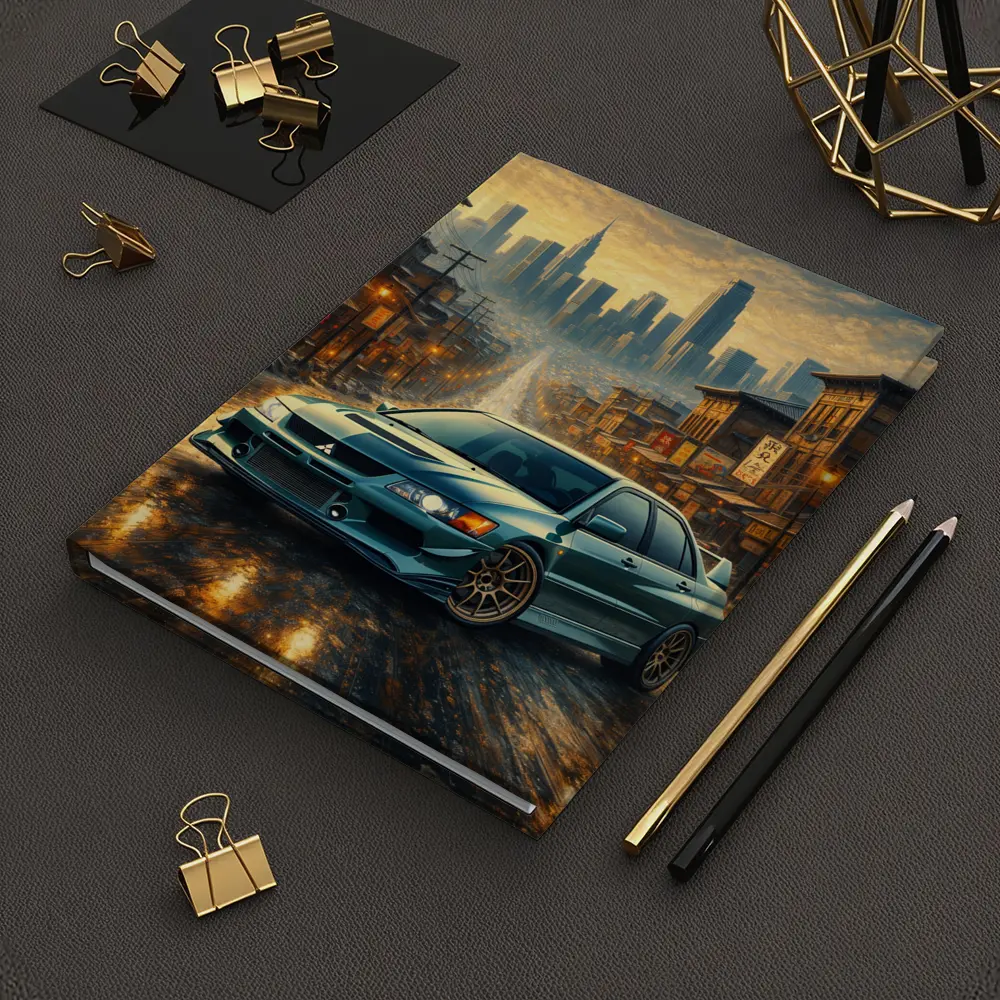 Mitsubishi Lancer Evolution City Street Scene – Notebooks