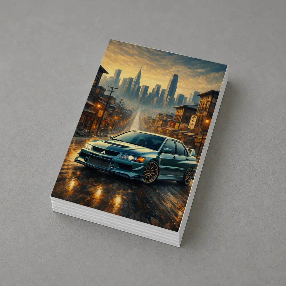 Mitsubishi Lancer Evolution City Street Scene – Postcards