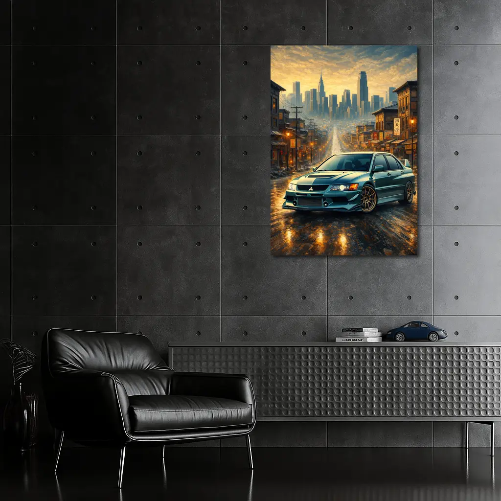 Mitsubishi Lancer Evolution City Street Scene – Wall Art