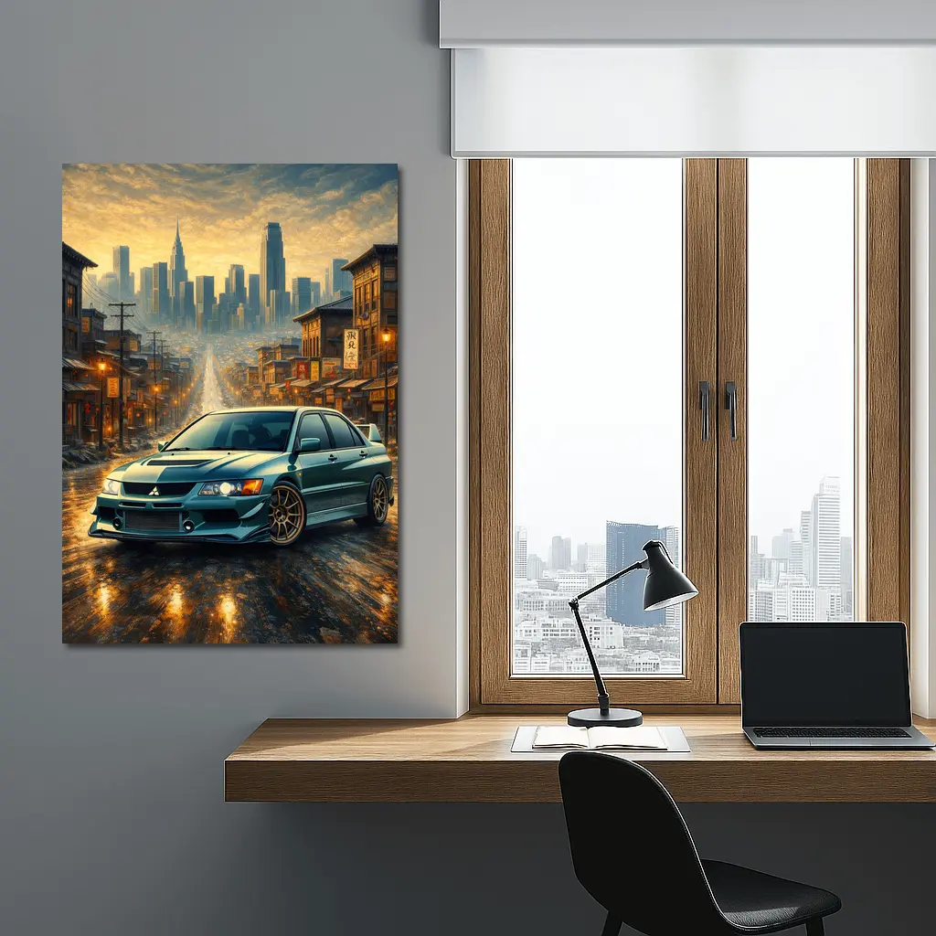 Mitsubishi Lancer Evolution City Street Scene – Wall Art