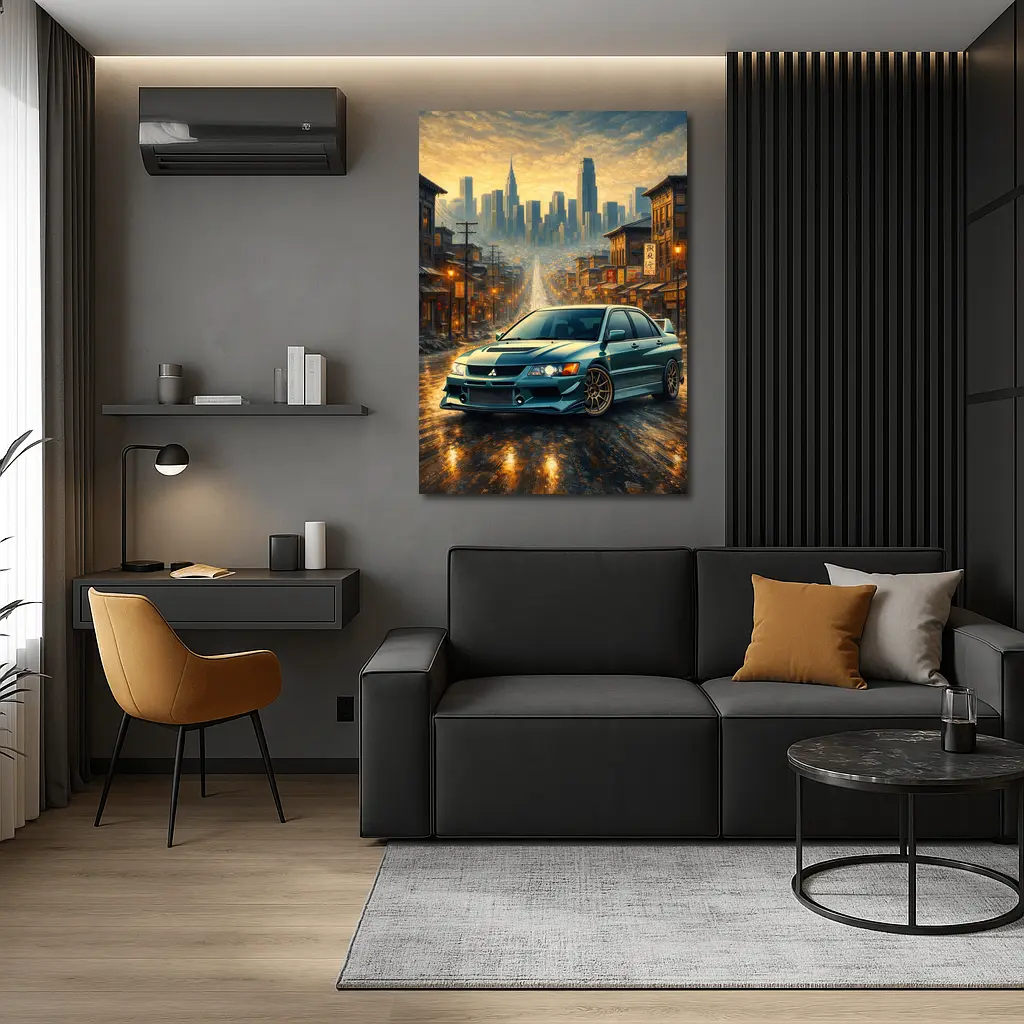 Mitsubishi Lancer Evolution City Street Scene – Wall Art