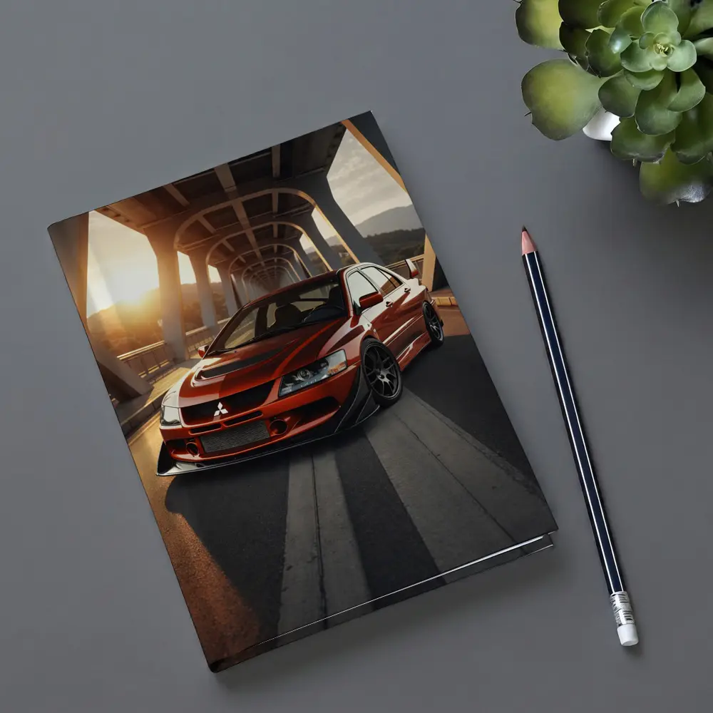 Mitsubishi Lancer Evolution Red On Bridge – Notebooks