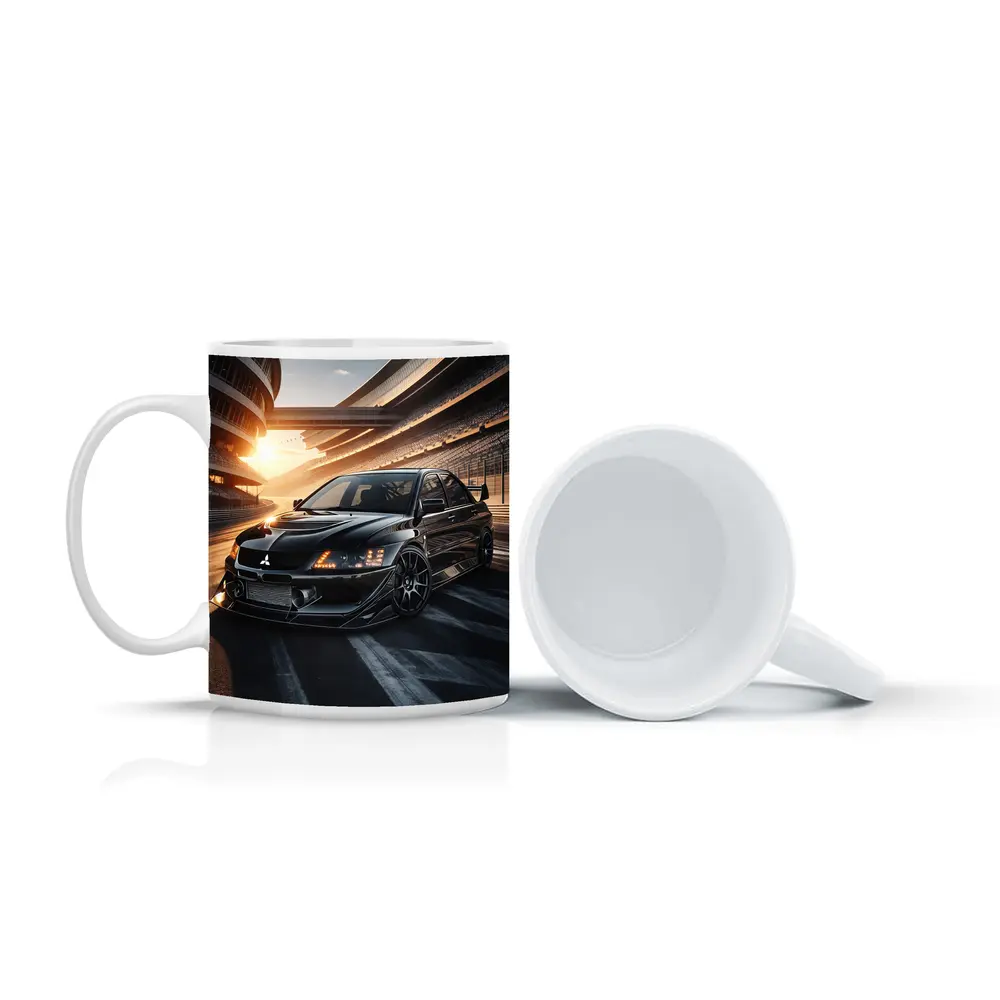 Mitsubishi Lancer Evolution Black Track Sunset – Mugs