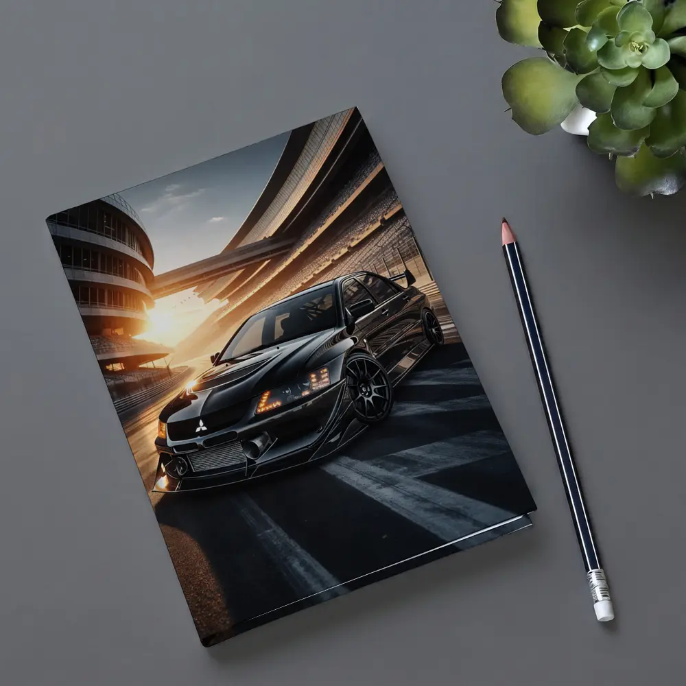 Mitsubishi Lancer Evolution Black Track Sunset – Notebooks
