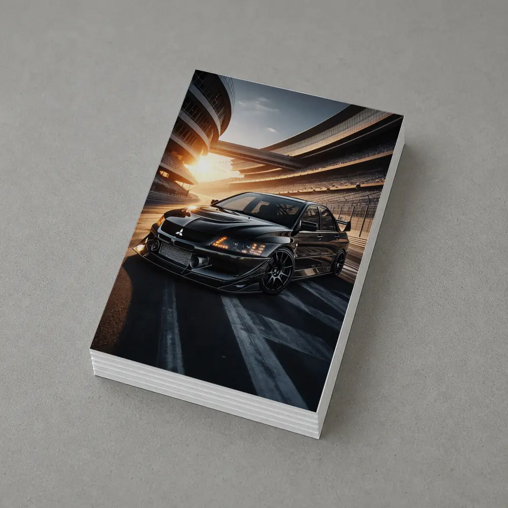 Mitsubishi Lancer Evolution Black Track Sunset – Postcards