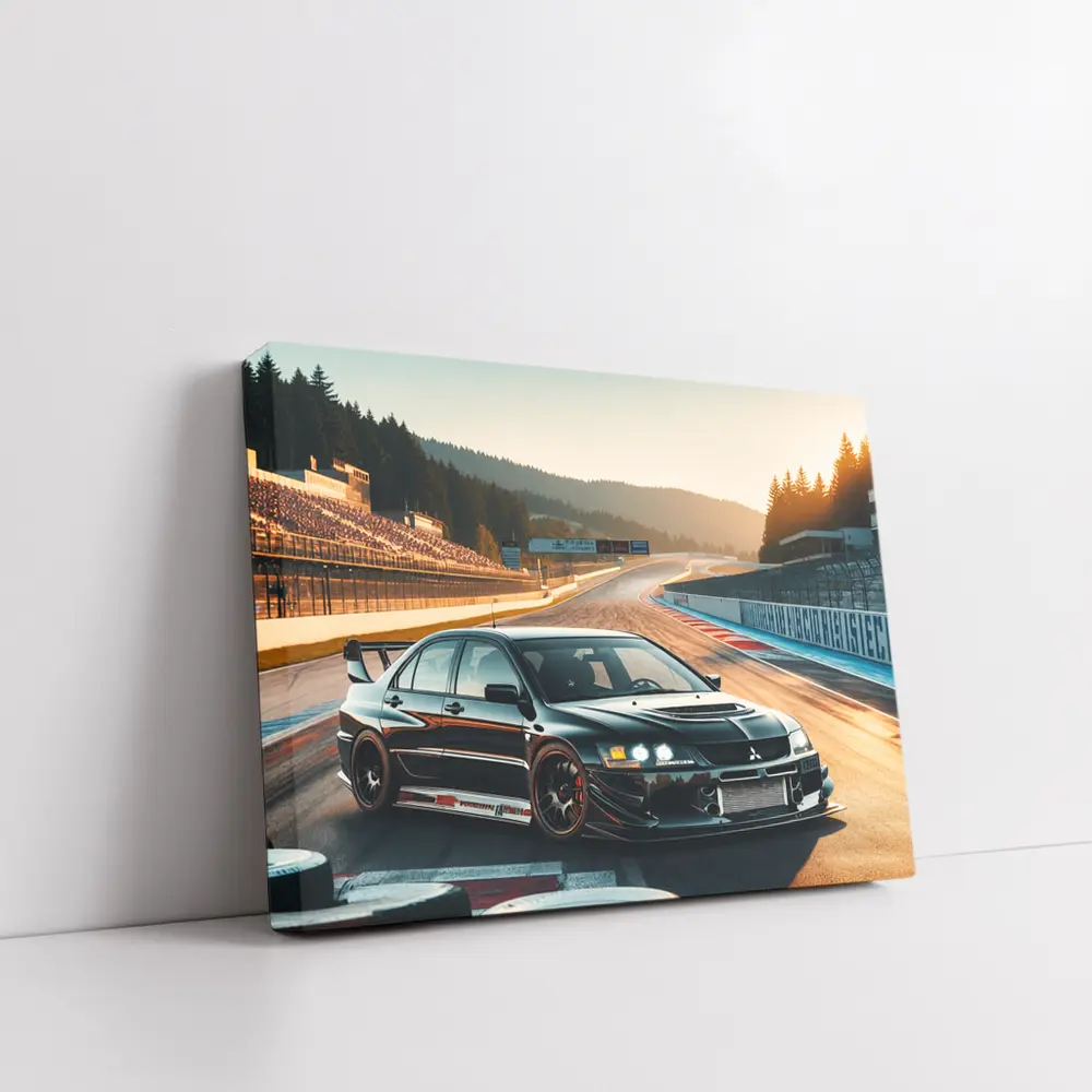 Mitsubishi Lancer Evolution Black Race Track – Wall Art