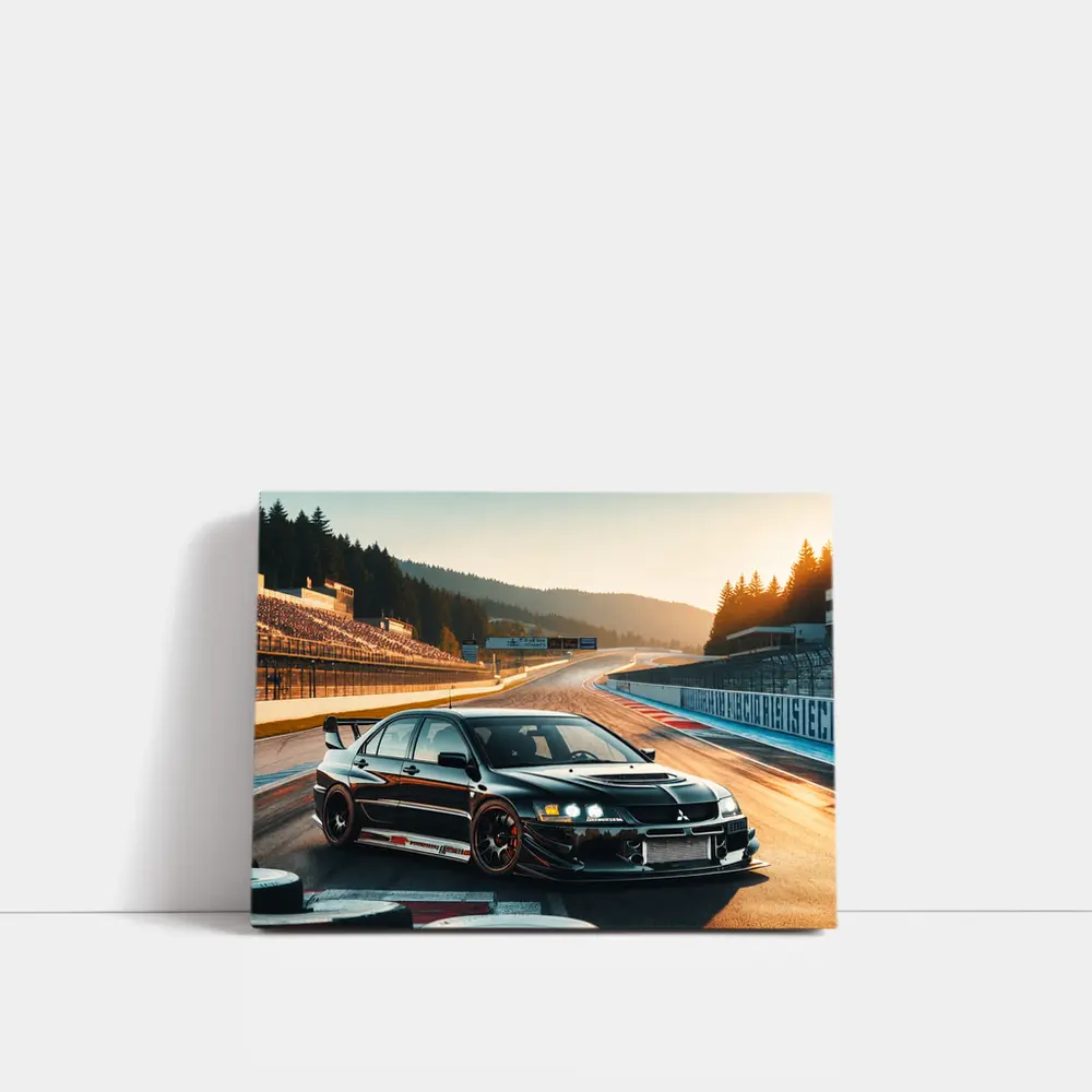 Mitsubishi Lancer Evolution Black Race Track – Wall Art