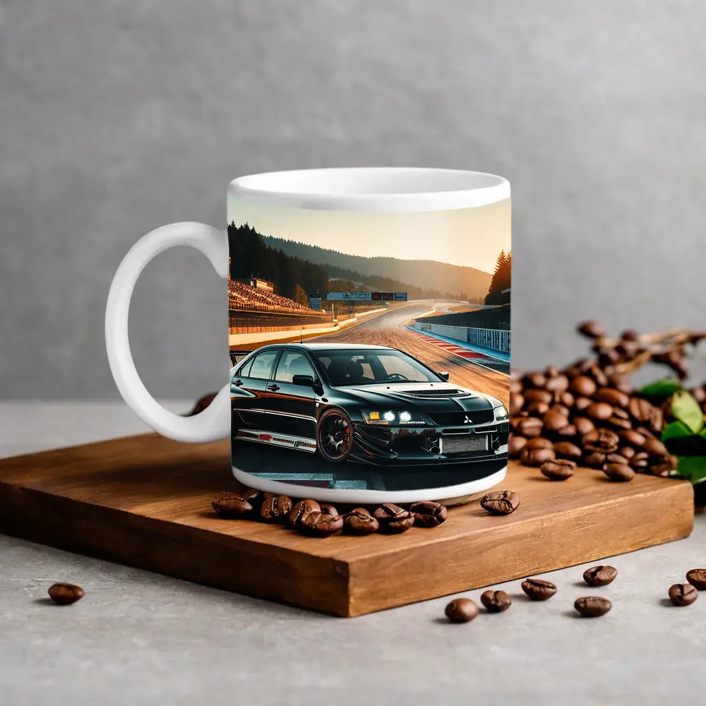 Mitsubishi Lancer Evolution Black Race Track – Mugs