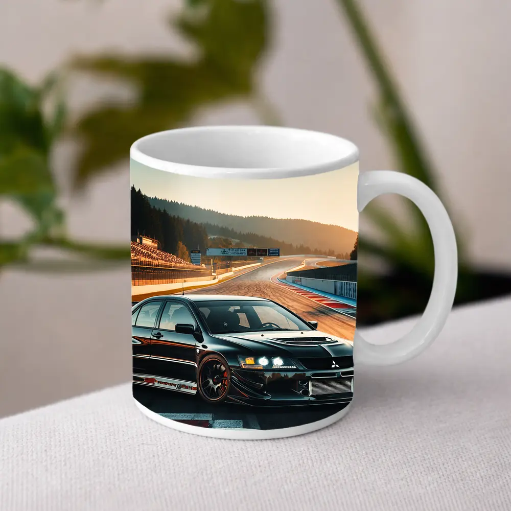 Mitsubishi Lancer Evolution Black Race Track – Mugs