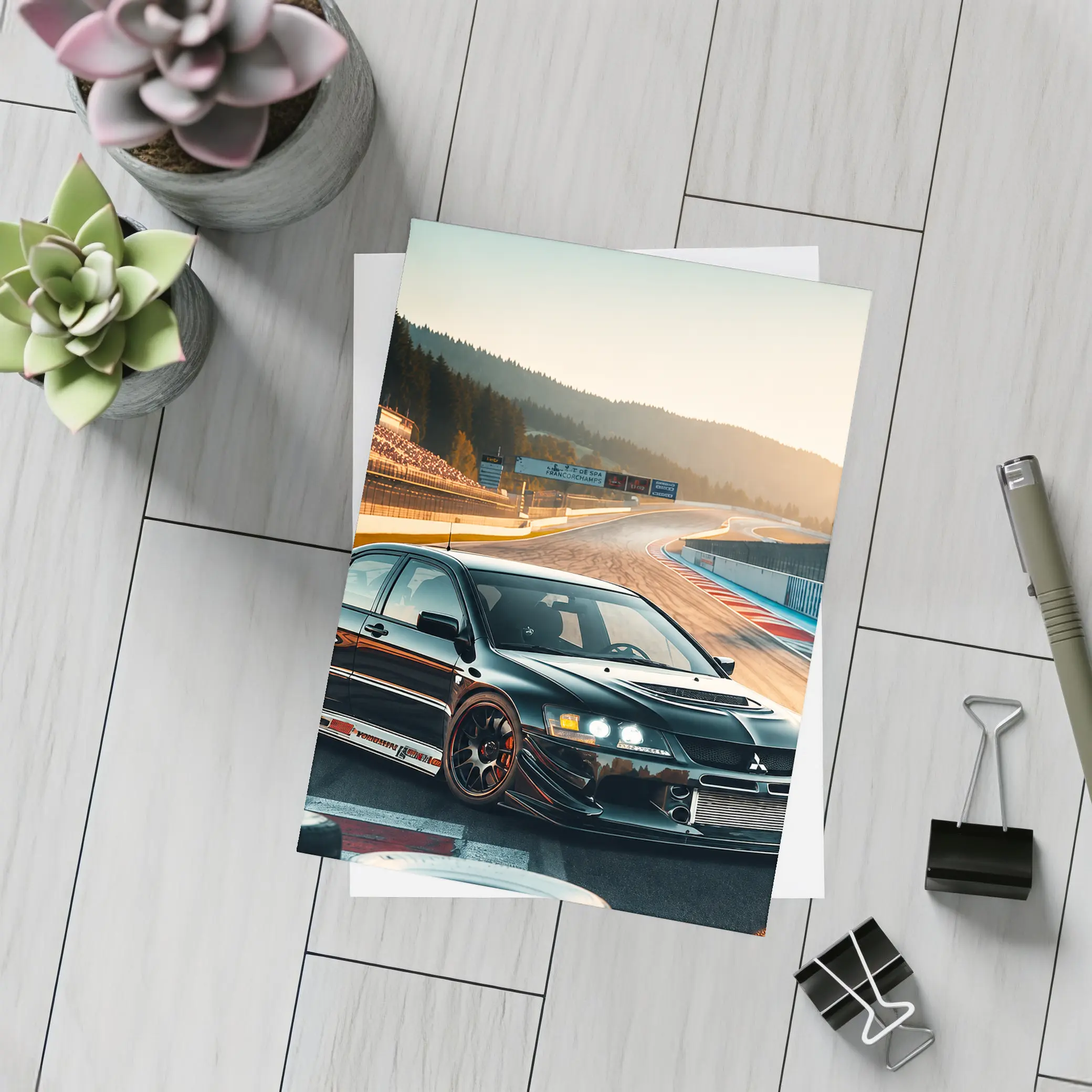 Mitsubishi Lancer Evolution Black Race Track – Postcards