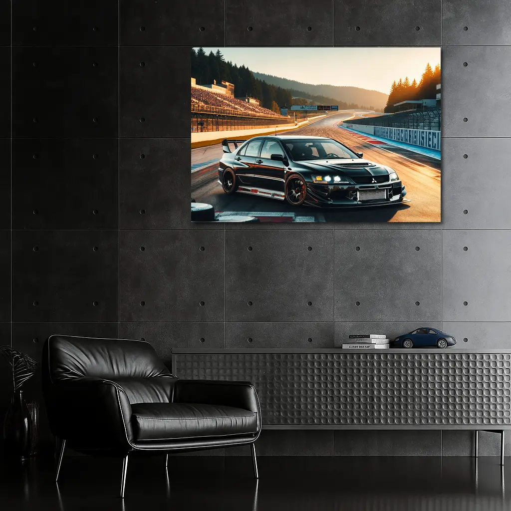 Mitsubishi Lancer Evolution Black Race Track – Wall Art