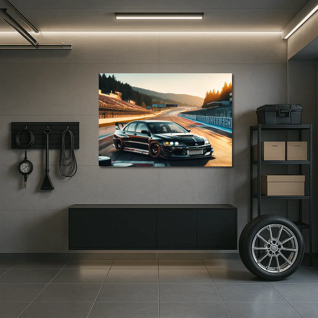 Mitsubishi Lancer Evolution Black Race Track – Wall Art