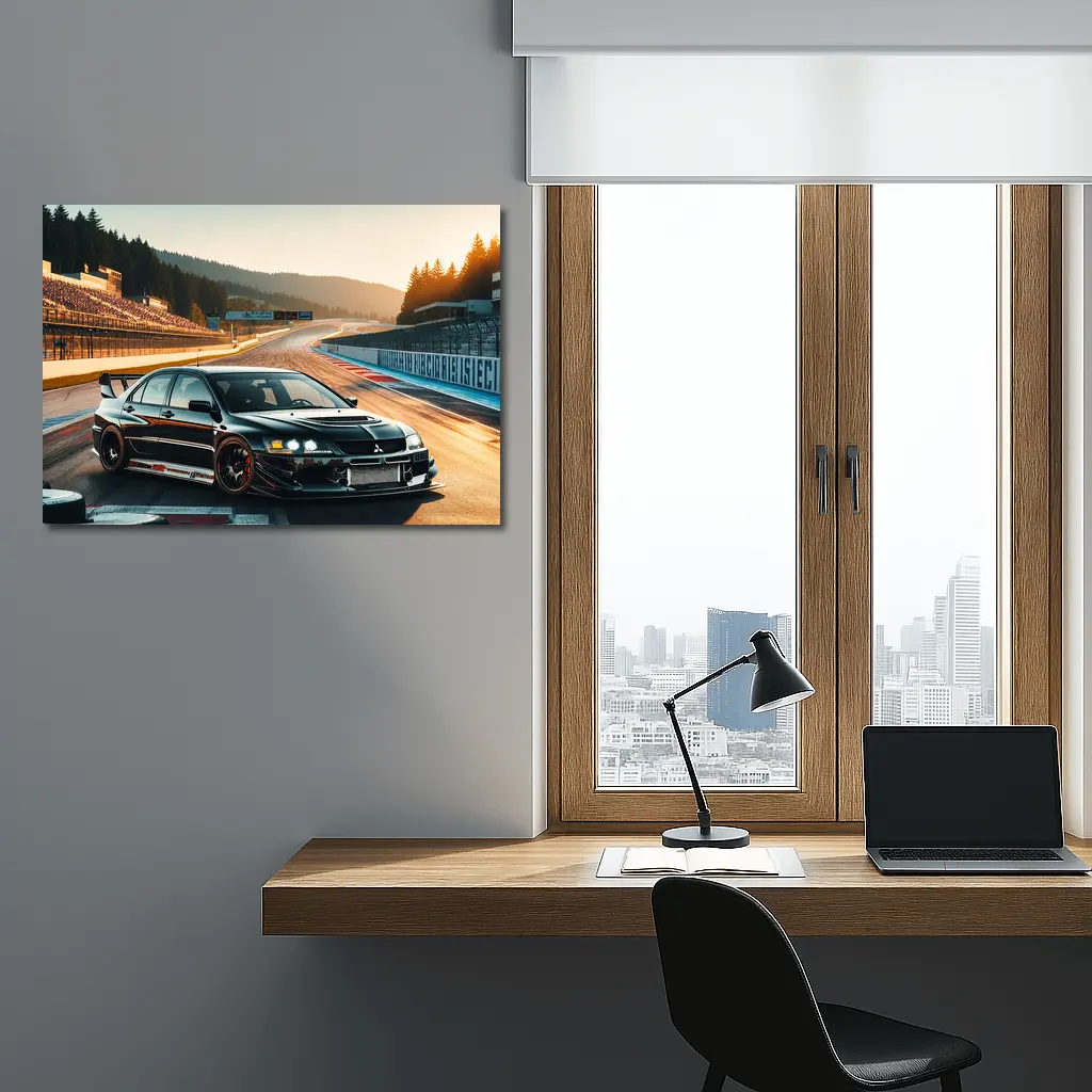 Mitsubishi Lancer Evolution Black Race Track – Wall Art