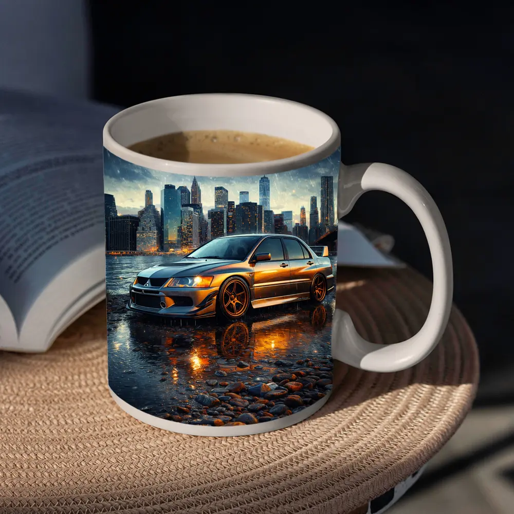 Mitsubishi Lancer Evolution Rainy City Night – Mugs
