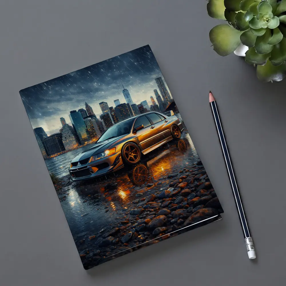 Mitsubishi Lancer Evolution Rainy City Night – Notebooks