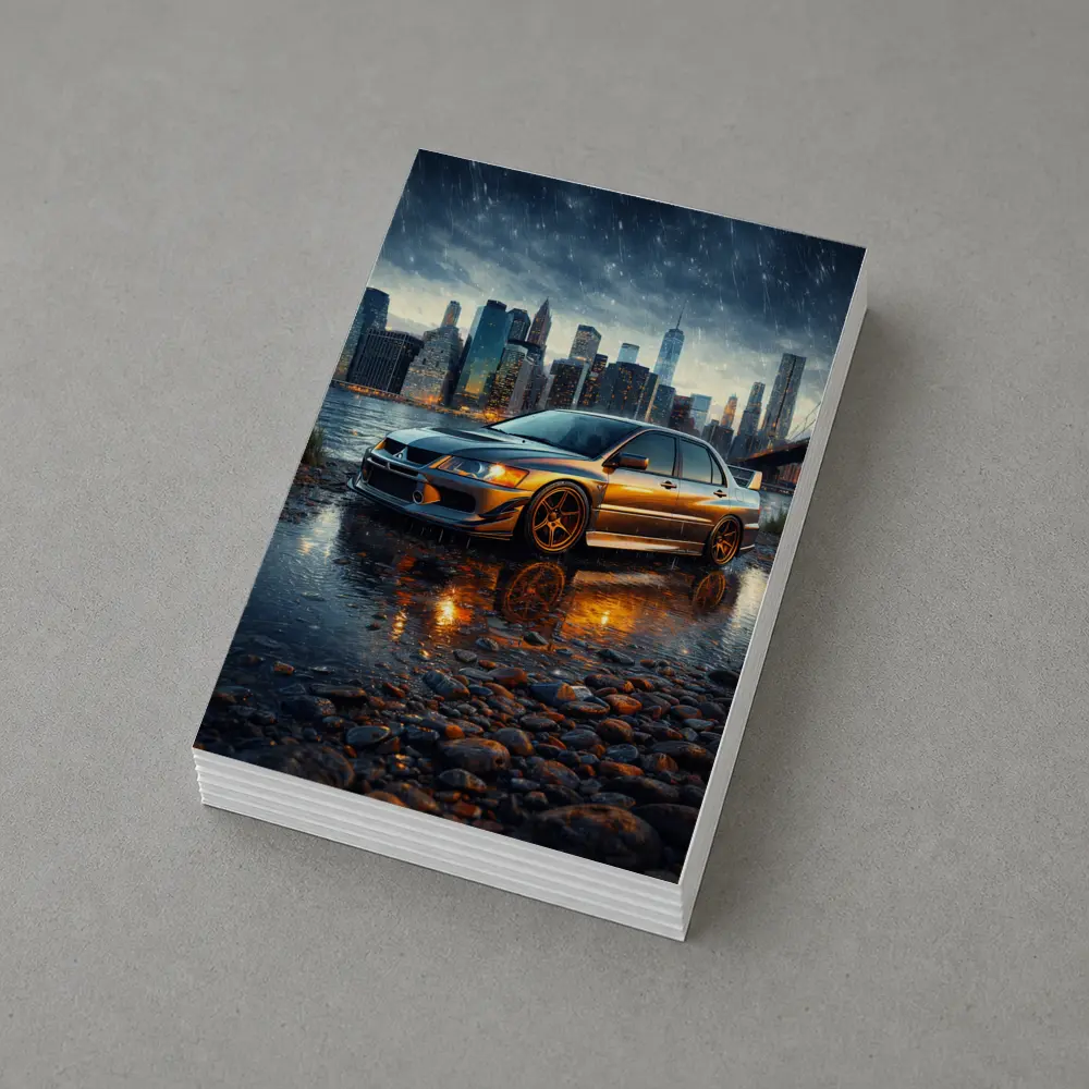 Mitsubishi Lancer Evolution Rainy City Night – Postcards