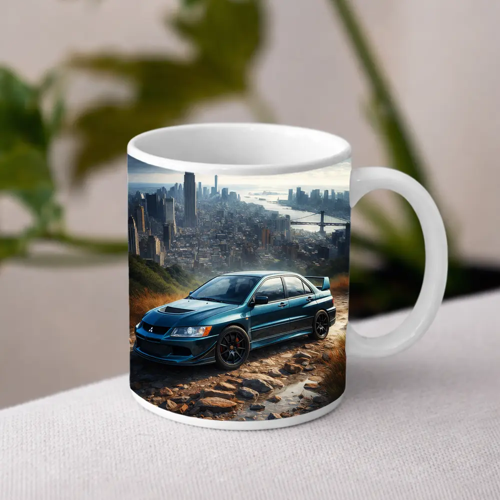 Mitsubishi Lancer Evolution New York City Skyline – Mugs