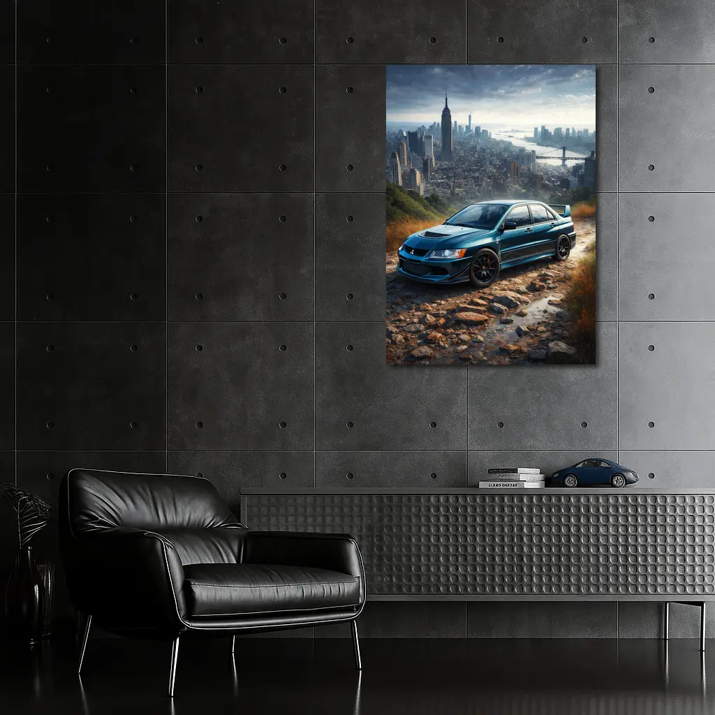Mitsubishi Lancer Evolution New York City Skyline – Wall Art