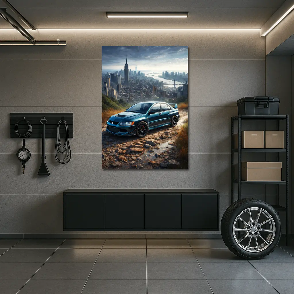 Mitsubishi Lancer Evolution New York City Skyline – Wall Art