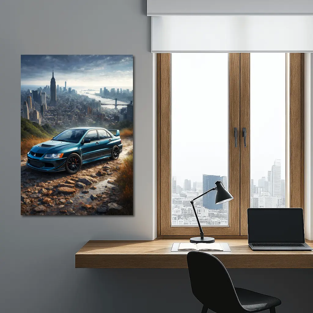 Mitsubishi Lancer Evolution New York City Skyline – Wall Art