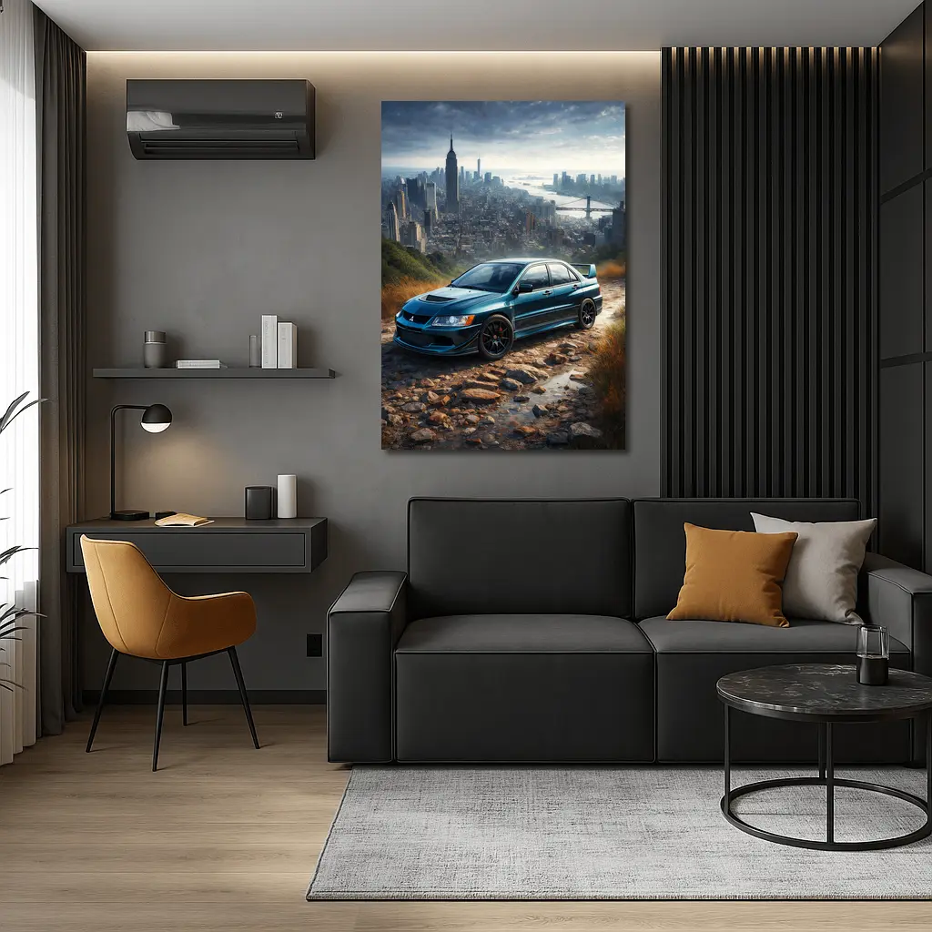 Mitsubishi Lancer Evolution New York City Skyline – Wall Art