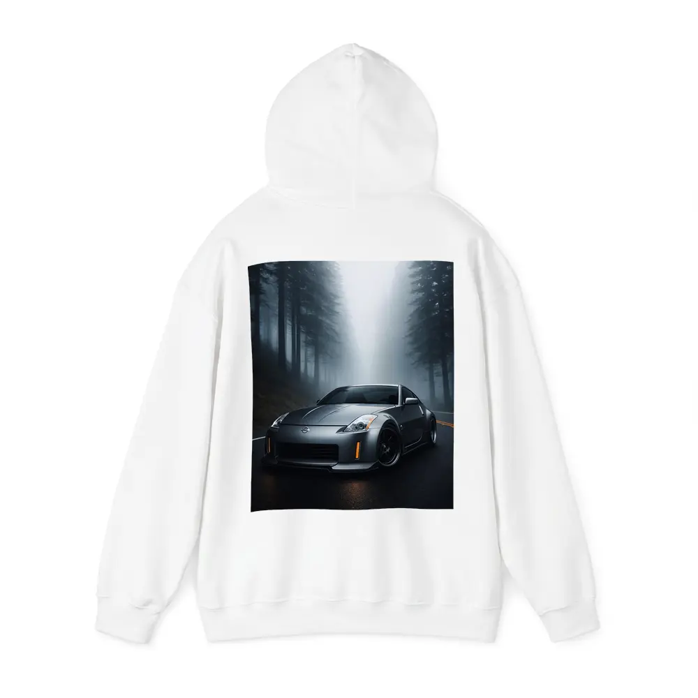 Nissan 350Z Driving Through Foggy Forest Road – Hoodies