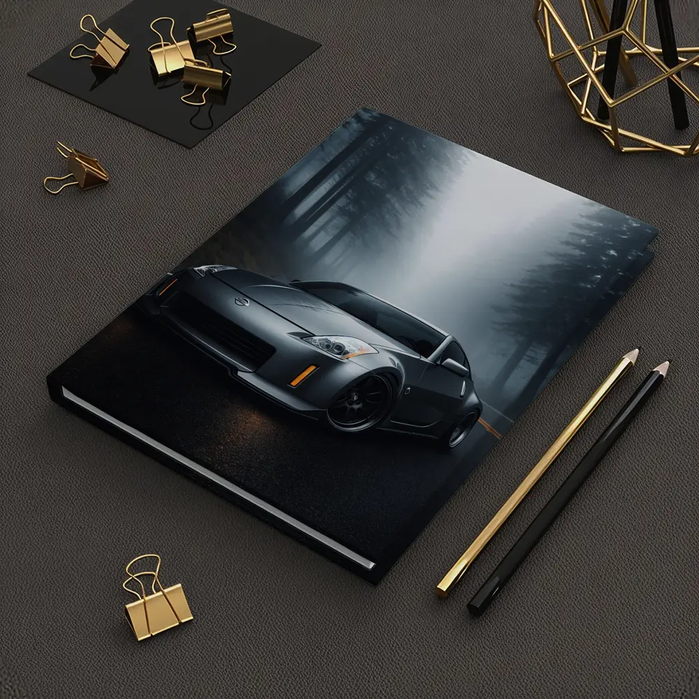 Nissan 350Z Driving Through Foggy Forest Road – Notebooks