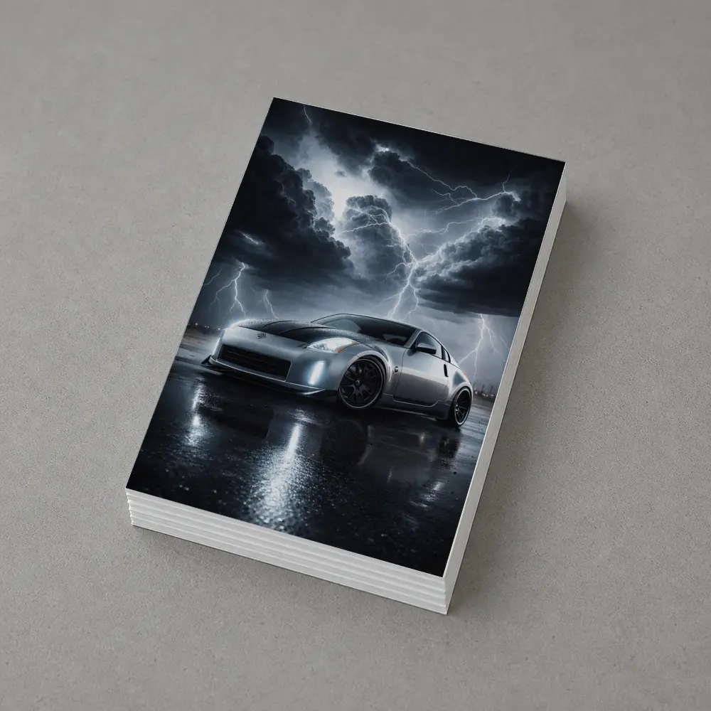 Nissan 350Z Silver Storm Lightning Night – Postcards