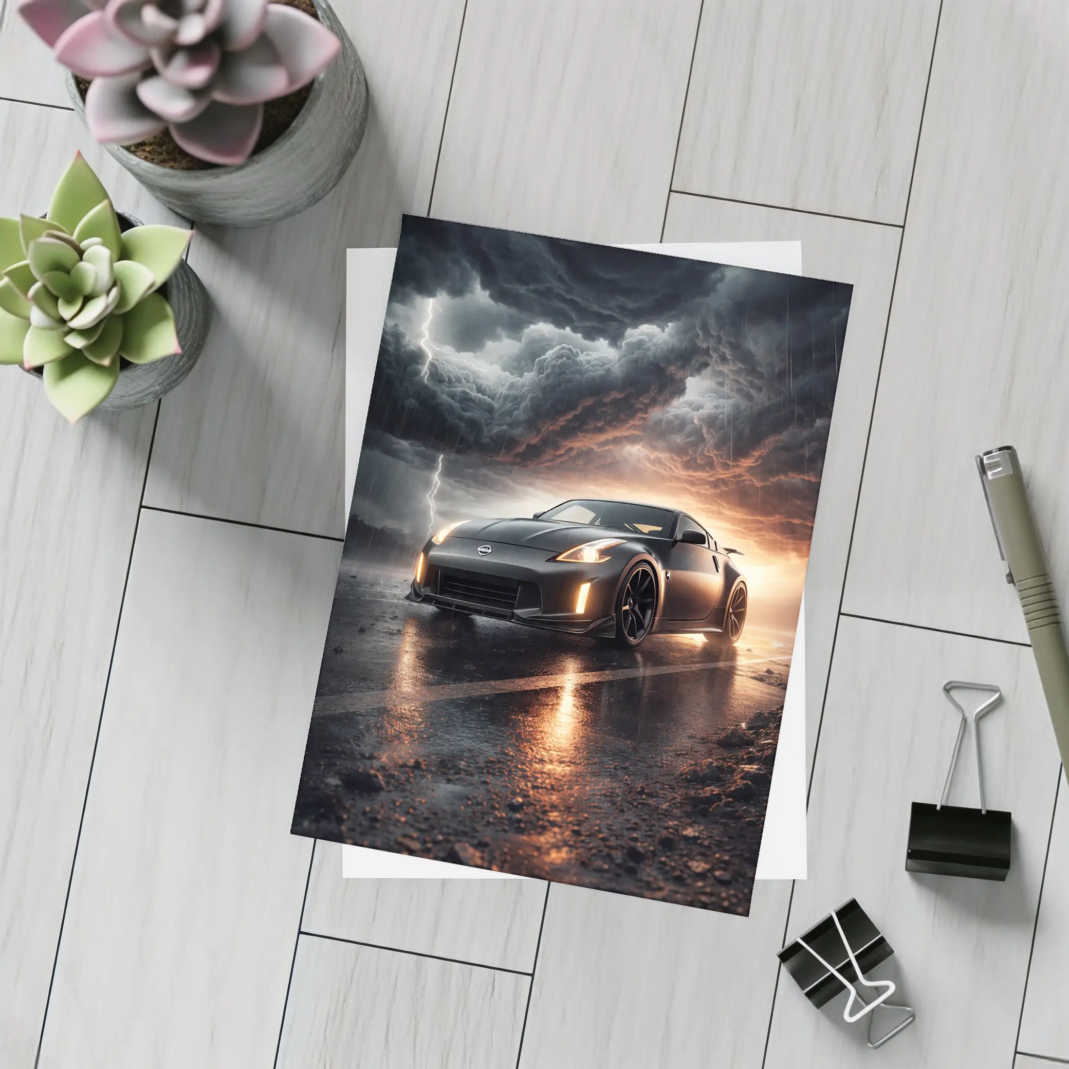Nissan 350Z Dark Stormy Night Scene – Postcards