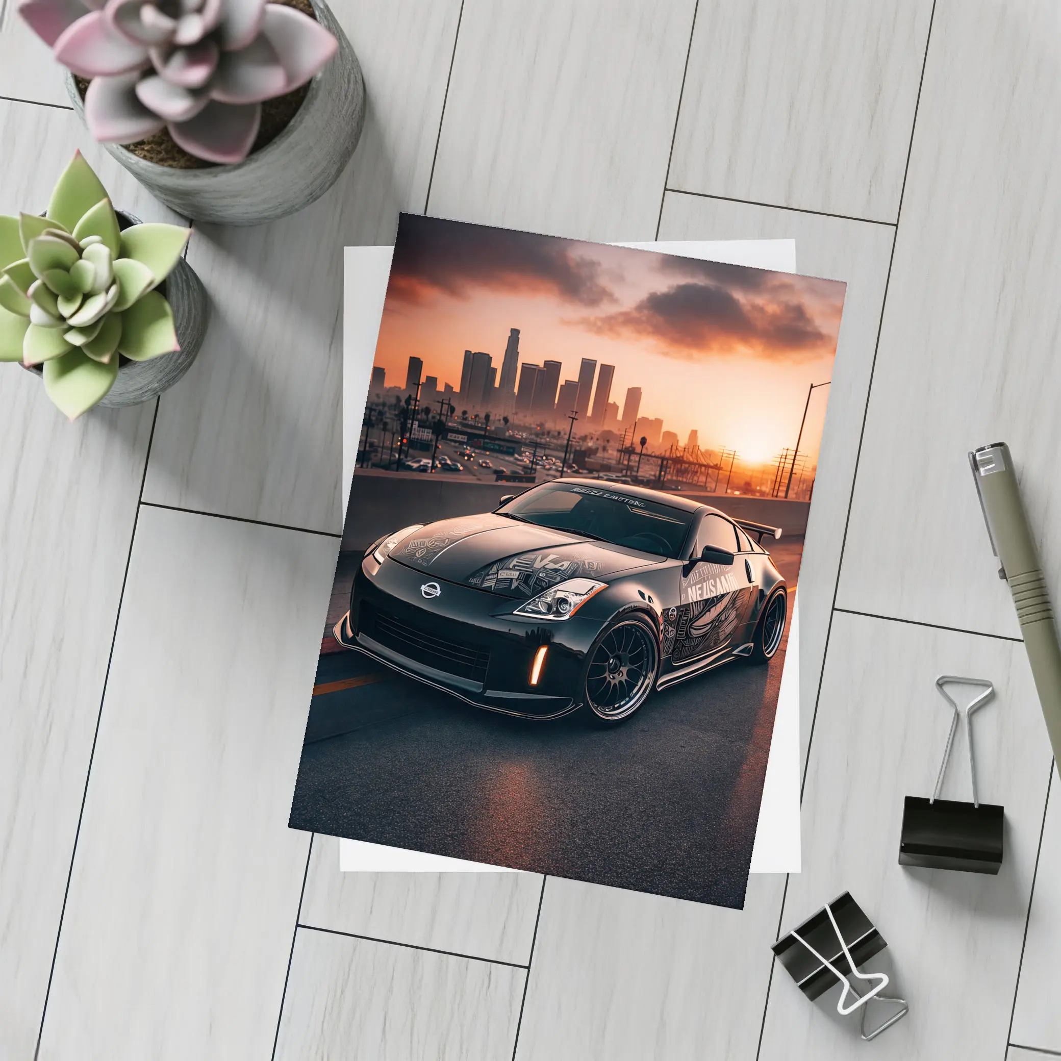 Nissan 350Z Wide Body City Sunset – Postcards