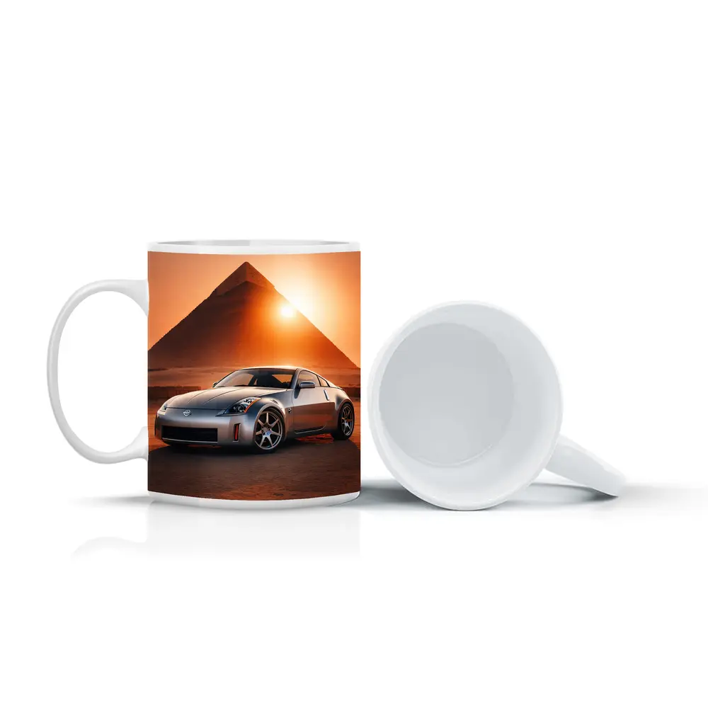 Nissan 350Z Silver Sports Car Egypt Pyramids – Mugs