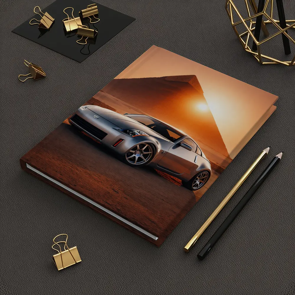 Nissan 350Z Silver Sports Car Egypt Pyramids – Notebooks