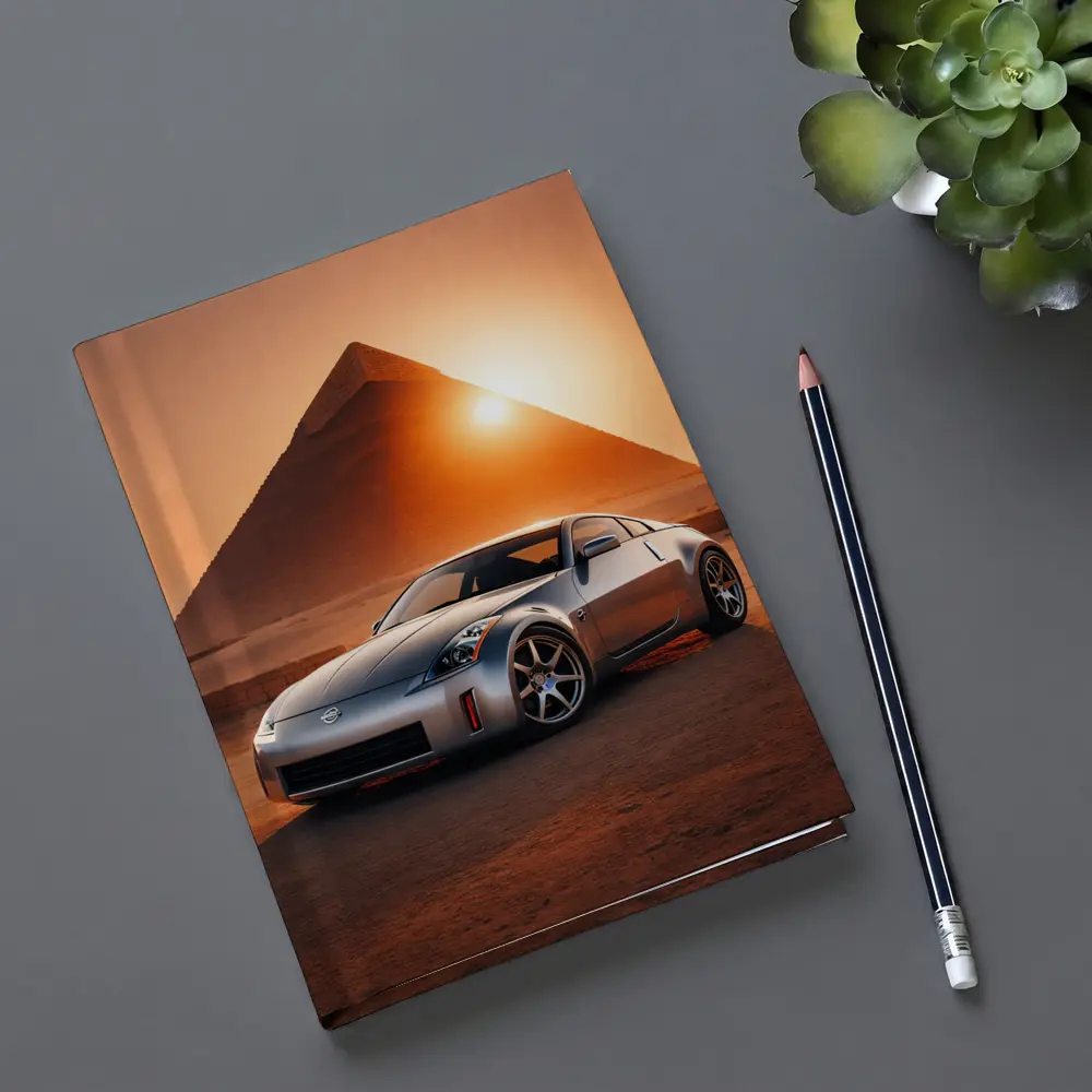 Nissan 350Z Silver Sports Car Egypt Pyramids – Notebooks