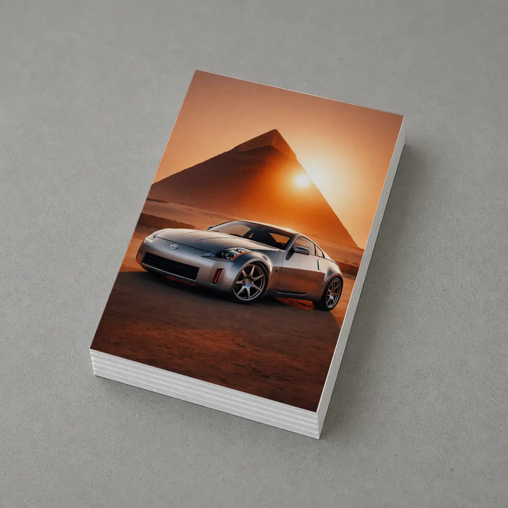 Nissan 350Z Silver Sports Car Egypt Pyramids – Postcards