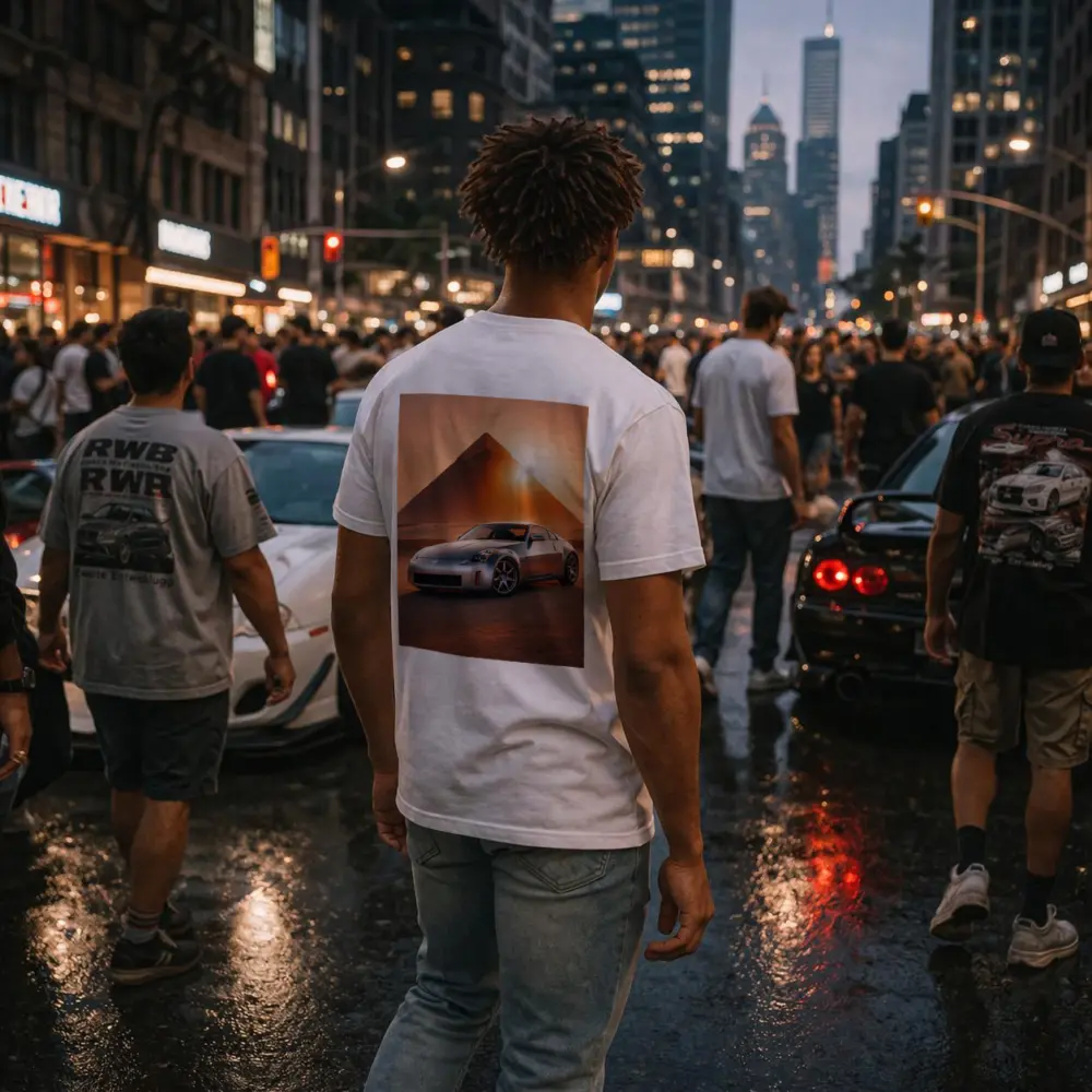 Nissan 350Z Silver Sports Car Egypt Pyramids – T-Shirts