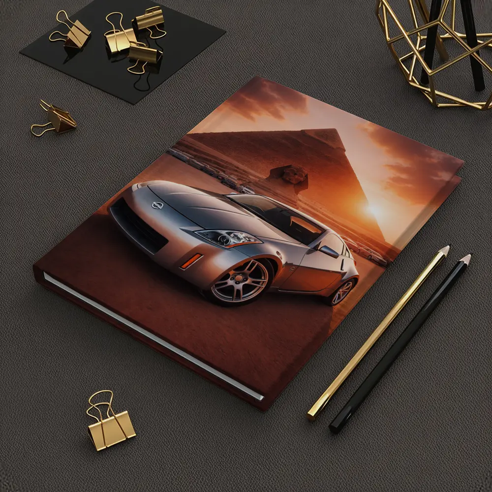 Nissan 350Z Parked Before Egyptian Pyramids Sunset – Notebooks