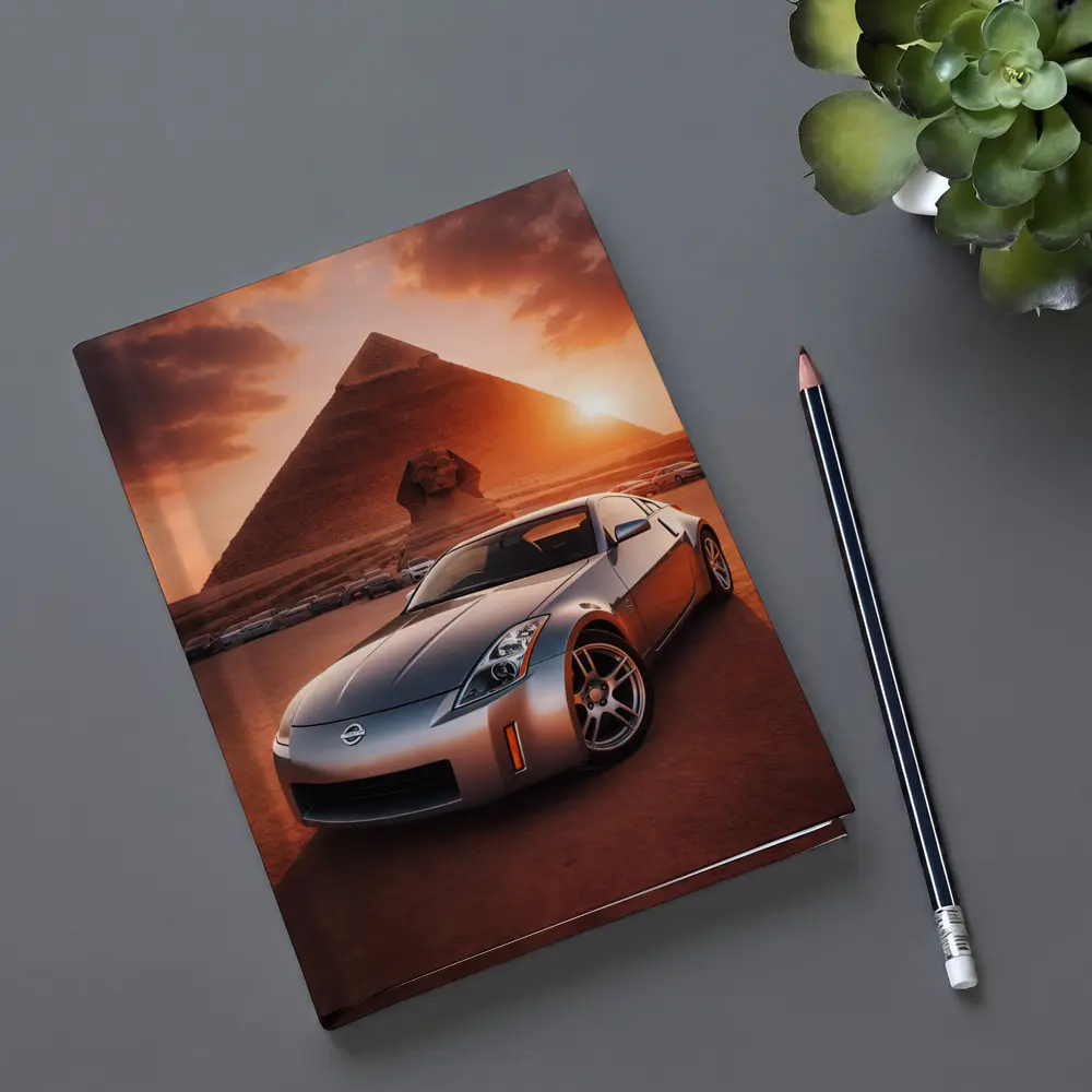 Nissan 350Z Parked Before Egyptian Pyramids Sunset – Notebooks