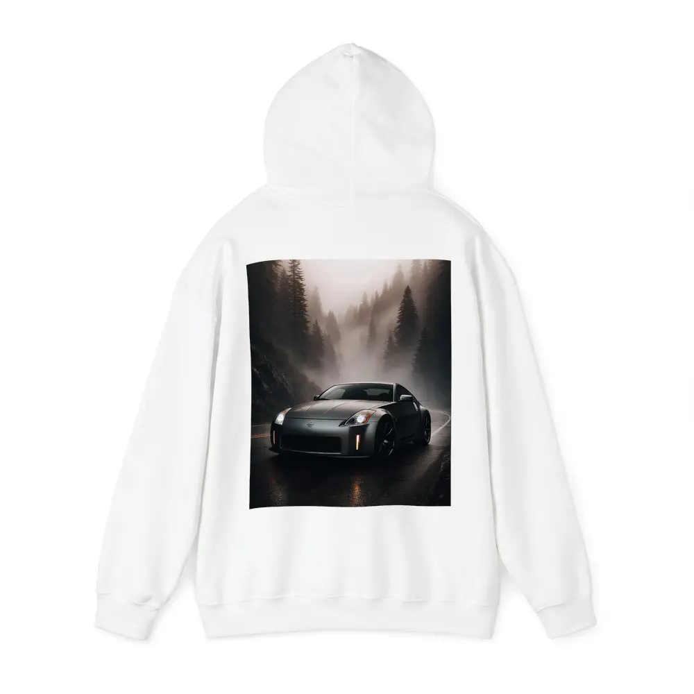 Nissan 350Z Driving Foggy Forest Road – Hoodies