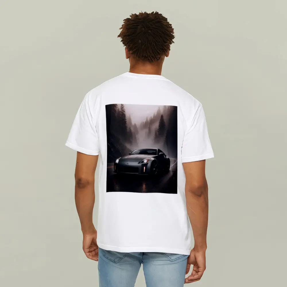 Nissan 350Z Driving Foggy Forest Road – T-Shirts