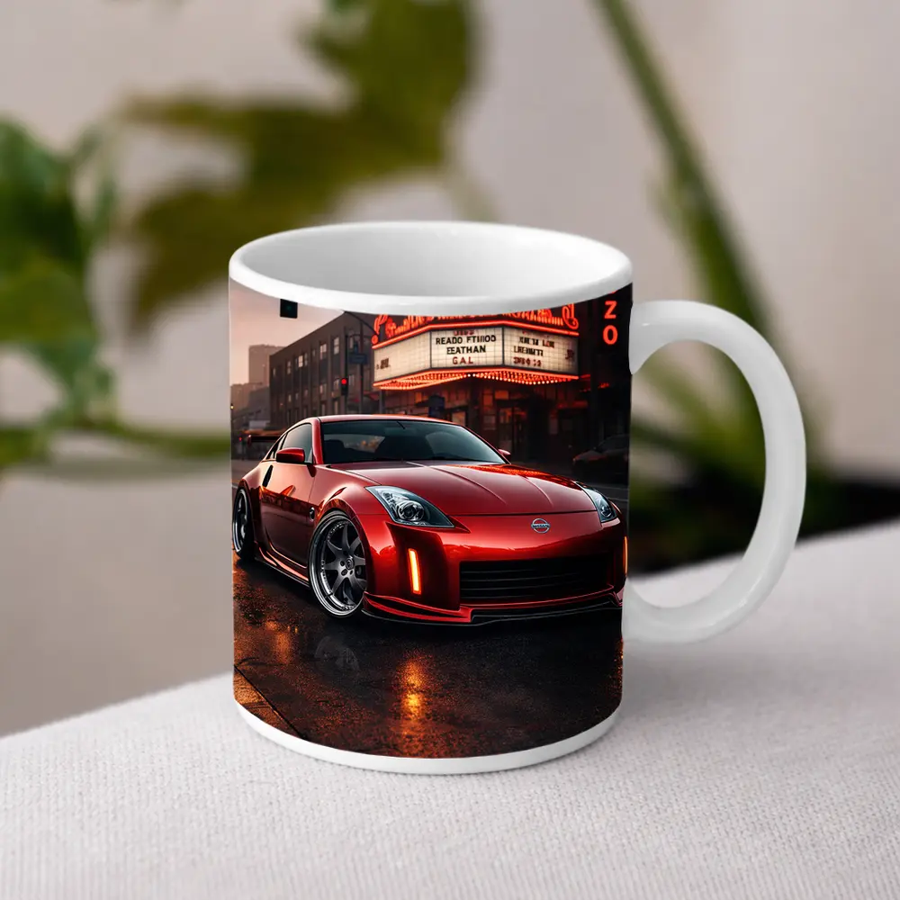Nissan 350Z Red City Street Neon Night – Mugs