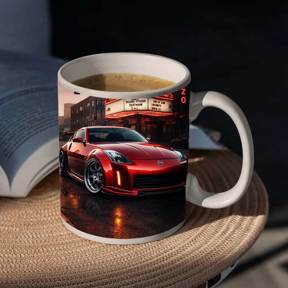 Nissan 350Z Red City Street Neon Night – Mugs