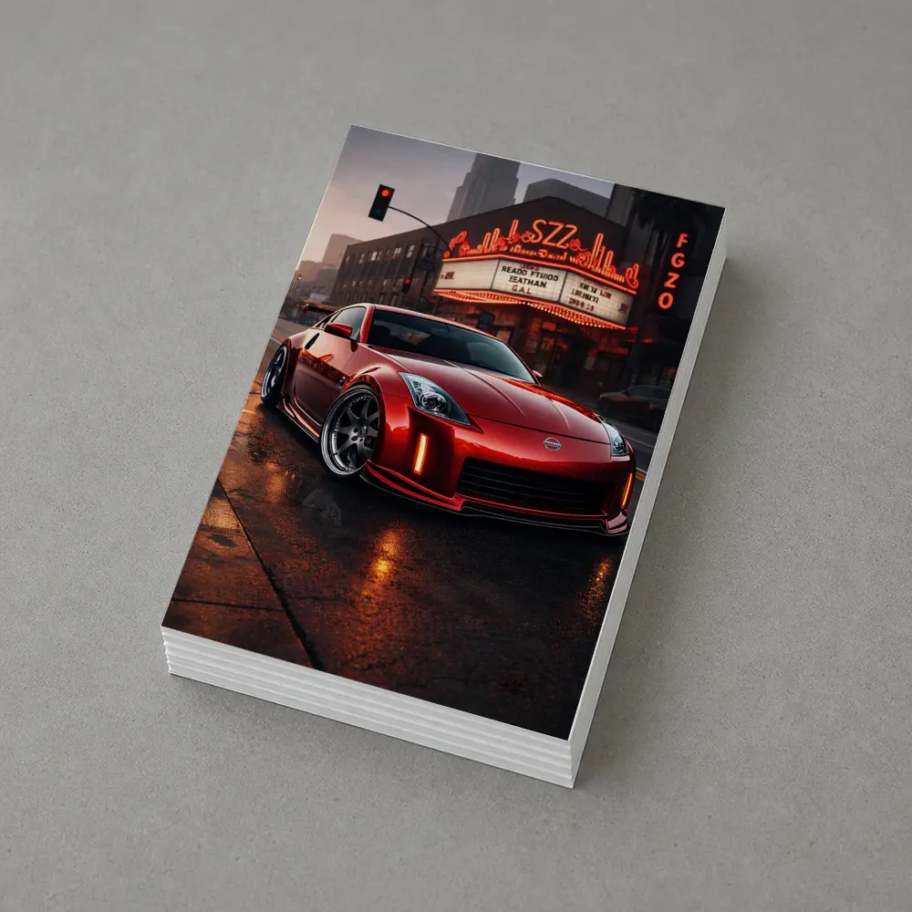Nissan 350Z Red City Street Neon Night – Postcards
