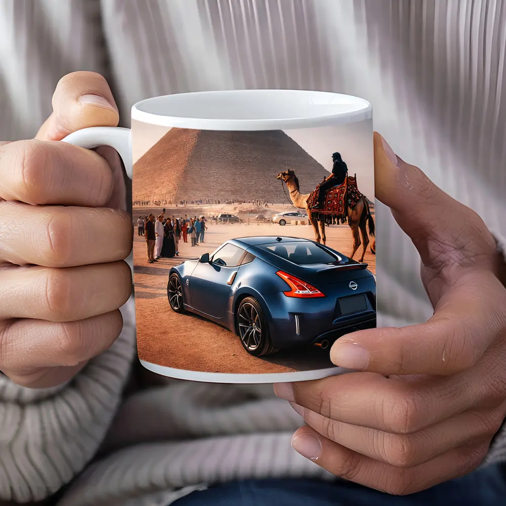 Nissan 370Z Blue Coupe Egypt Pyramids – Mugs